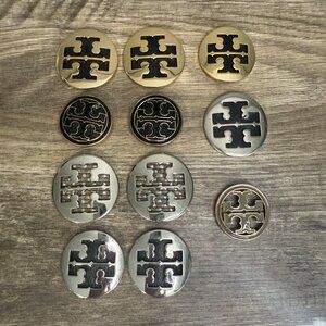 Lot of 11 Tory Burch Gold & Silver Metal Replacement Button Medallions Upcycle